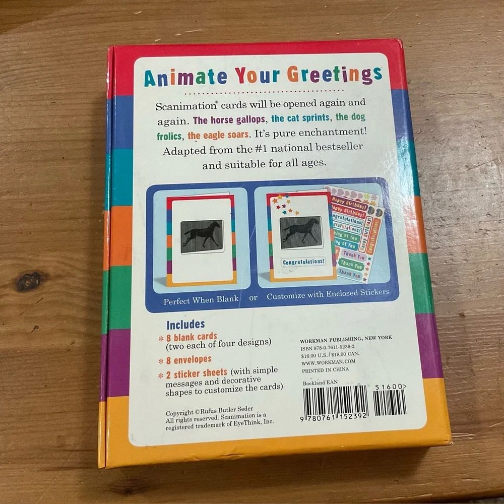 ScanimationGallop blank box cards set . Cards, envelopes,two sheets of stickers